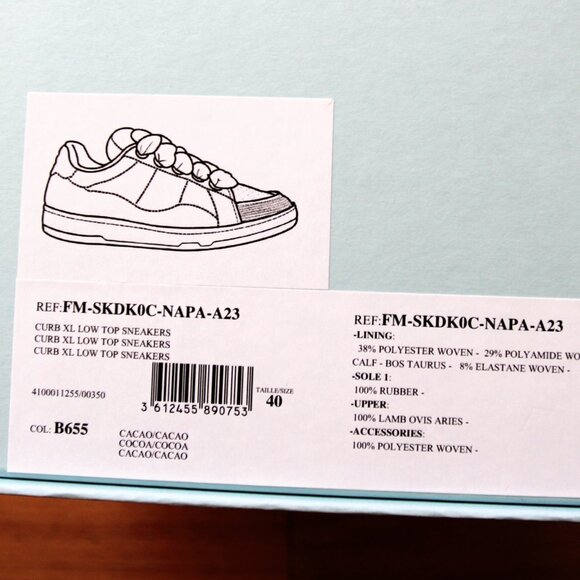 BNWT AW23 LANVIN CURB XL LOW TOP SNEAKERS CACAO 40 & 41 & 42 - Picture 9 of 12